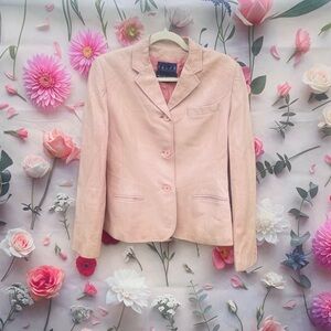 Vintage Ralph Lauren for Bergdorf Goodman Butter Pink Leather Blazer Jacket